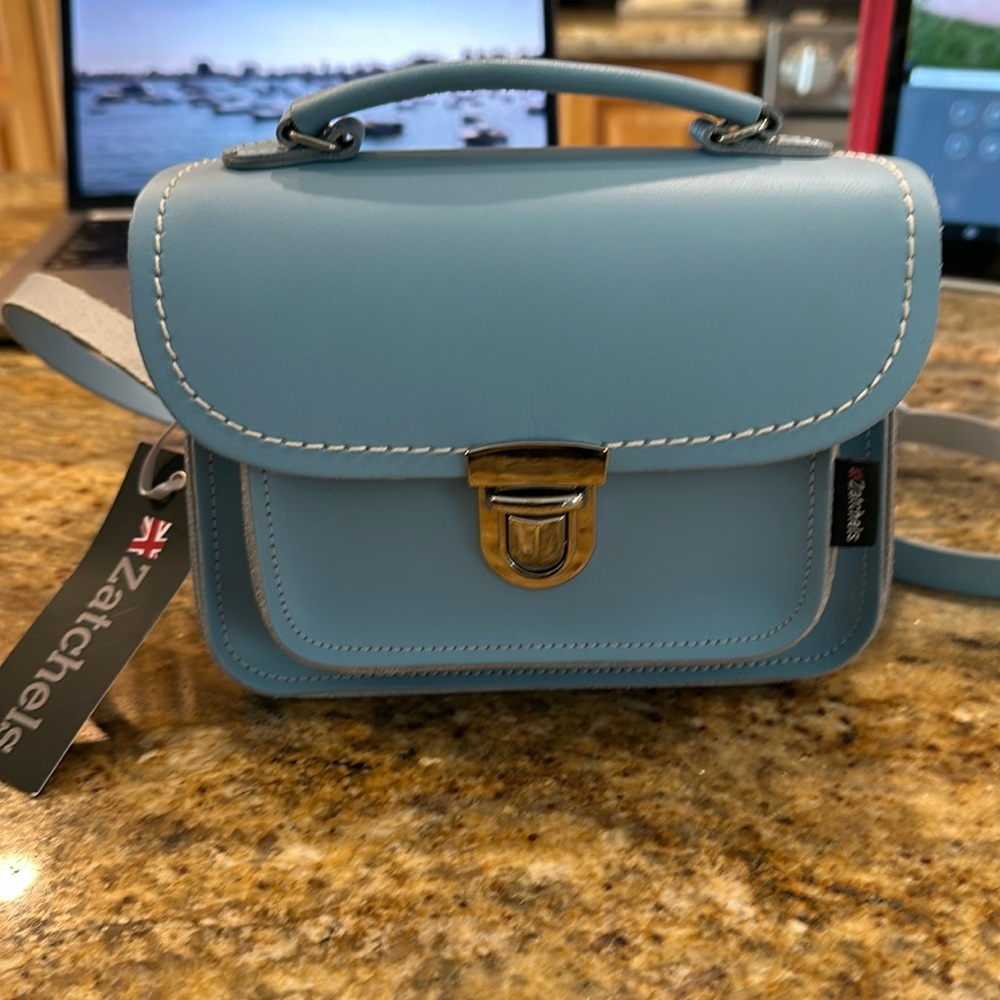 NWT zatchela blue leather crossbody purse bag